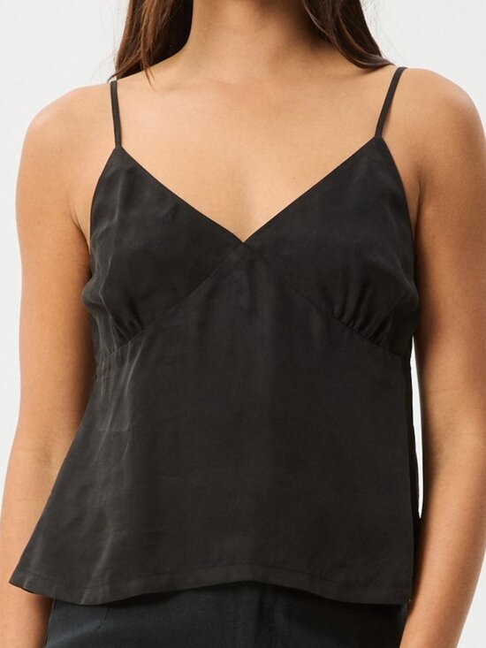 Afends Tops - Afends Gemma Cupro Cami Top - Black - Size Large